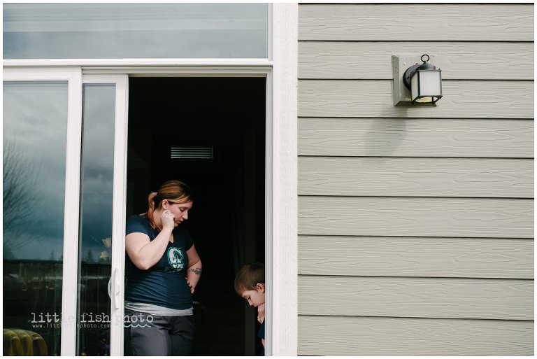 Mother and son in doorway 