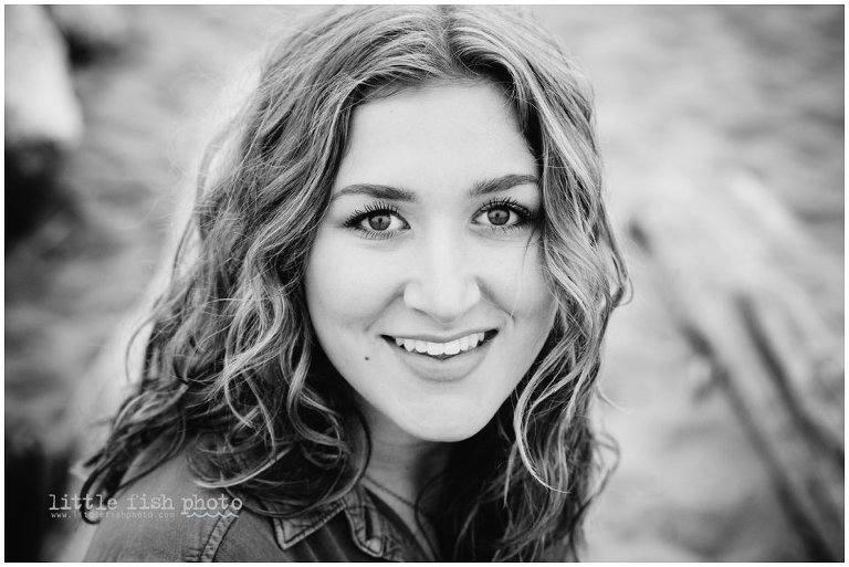 girl on beach in black and white