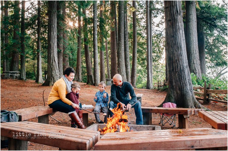 family roasting marshmallows