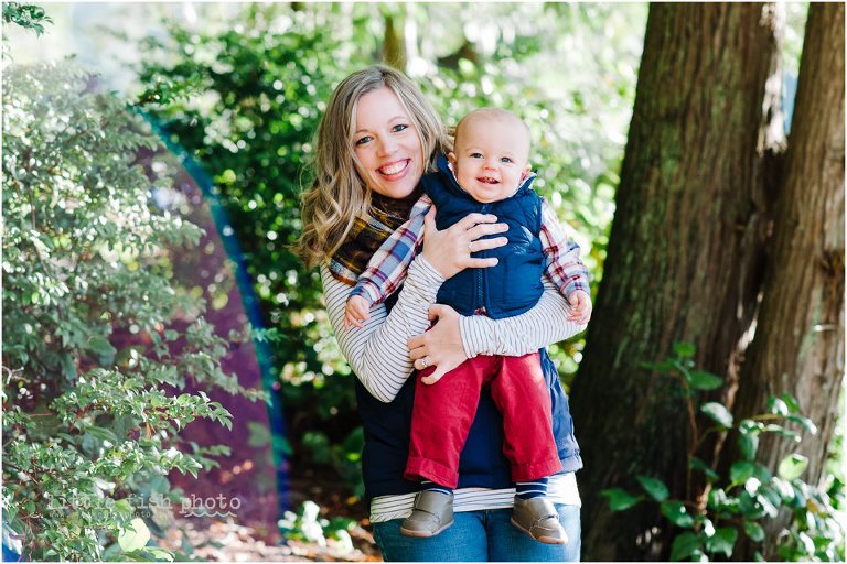 mother and son in fall clothes