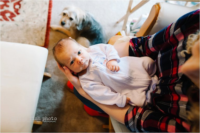 newborn baby gives stink eye to the camera