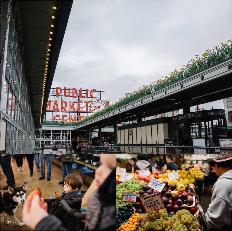 family in Seattle Public Market - Kitsap Lifestyle and Documentary Family Photographer 