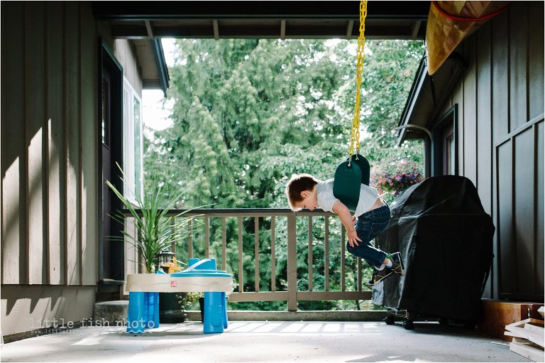 three year old boy on swing - Poulsbo Documentary Family Photographer